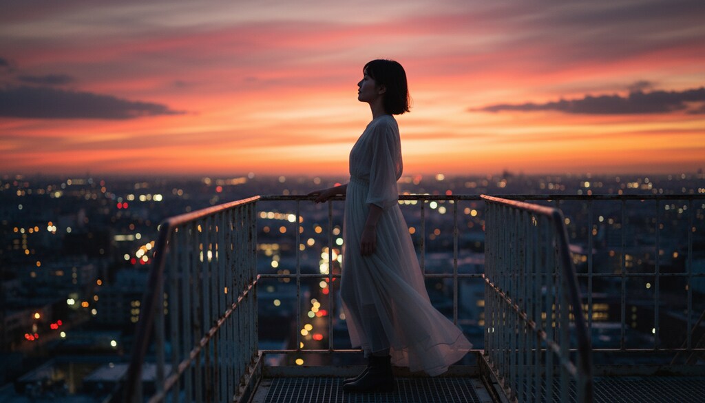 黄昏に染まる街