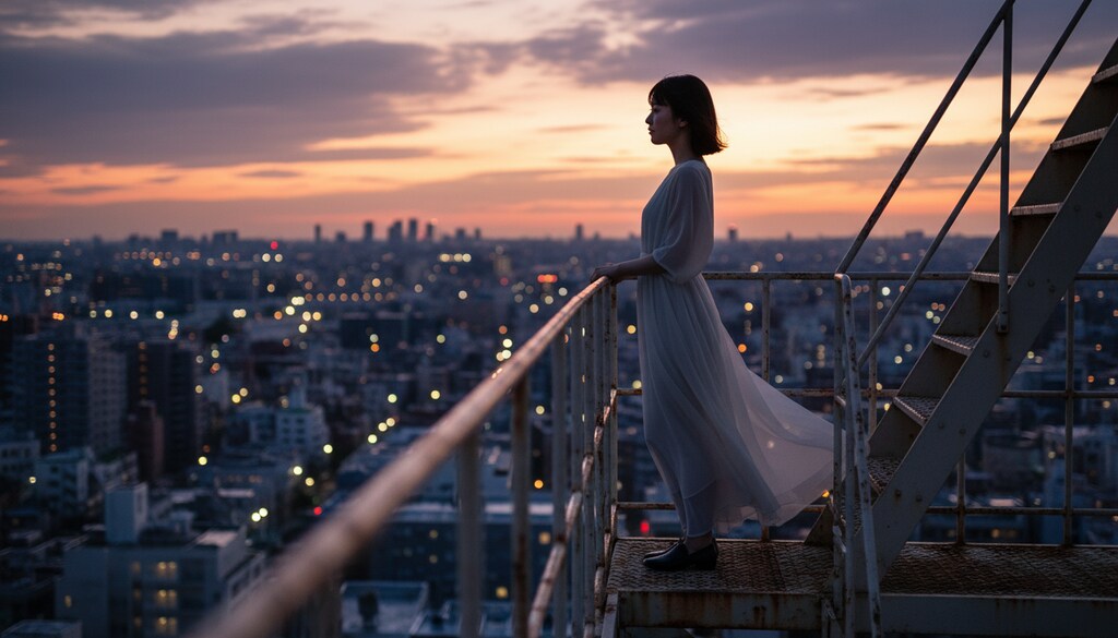 黄昏に染まる街