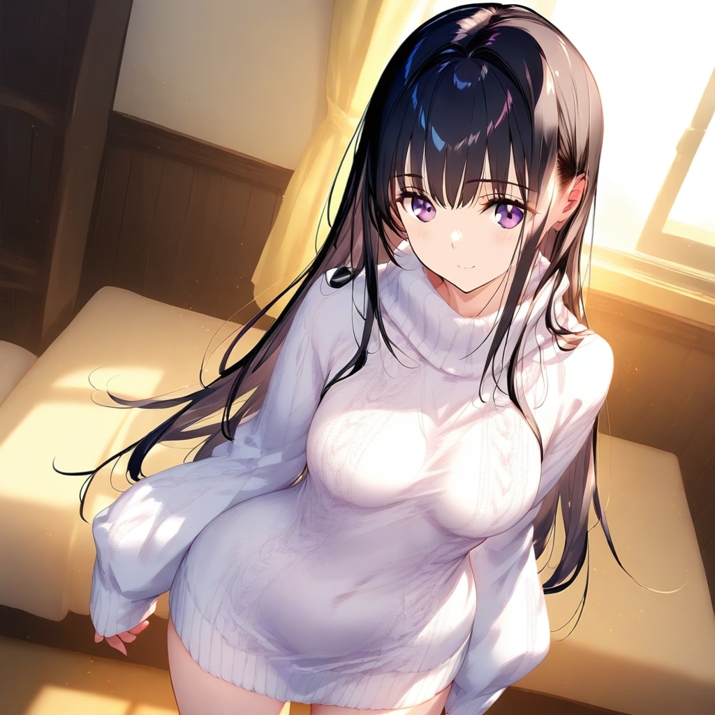 白ニットで色んなポーズ