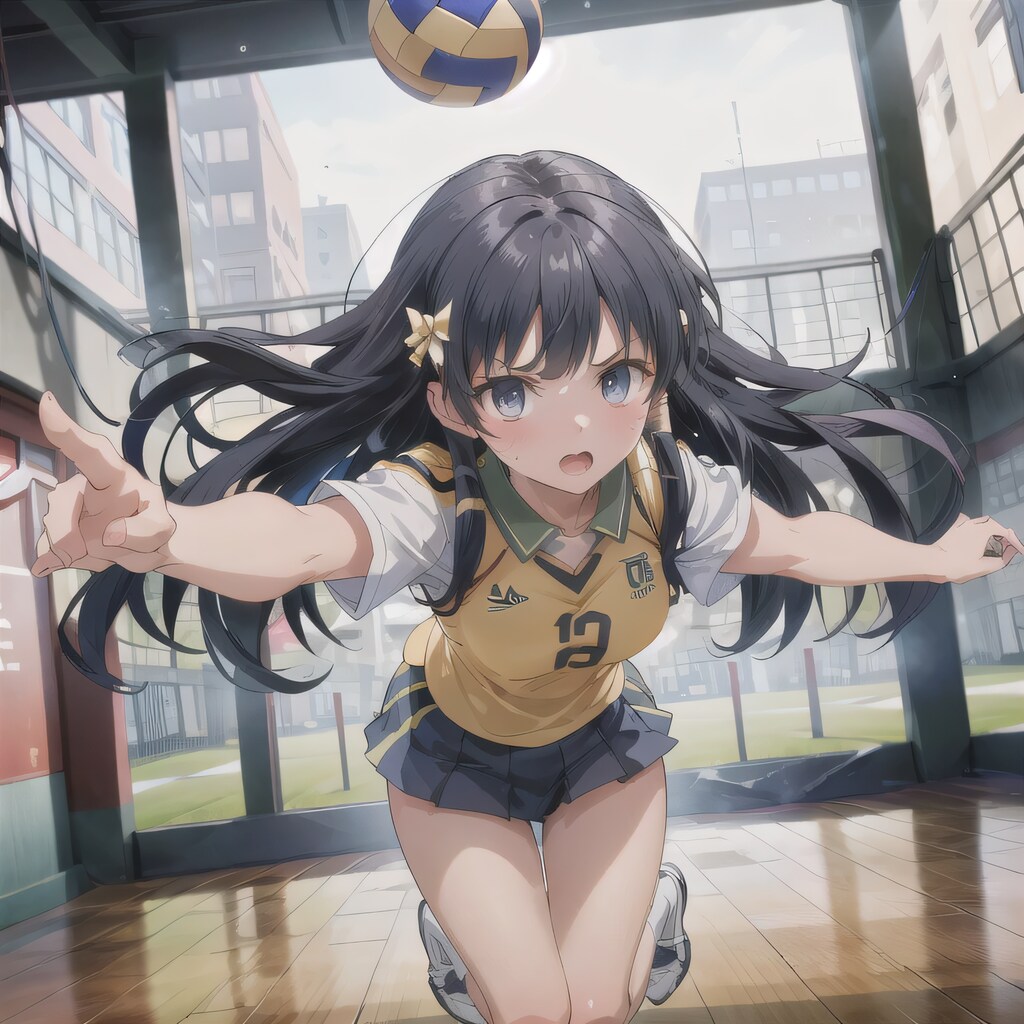 黒髪ロングでユニフォームの少女４２