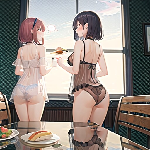 「なかなか起きないわね💞」「姉さんがあんなに搾り取るからでしょ❣」の画