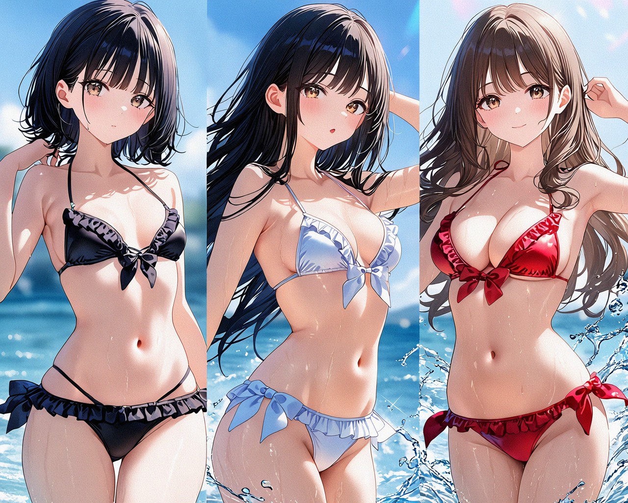 三人水着美女