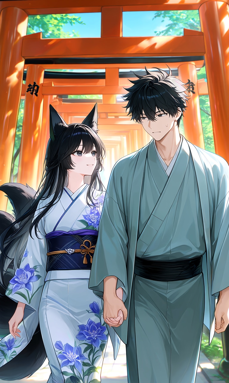 西の黒狐の神域にて | の人気AIイラスト・グラビア