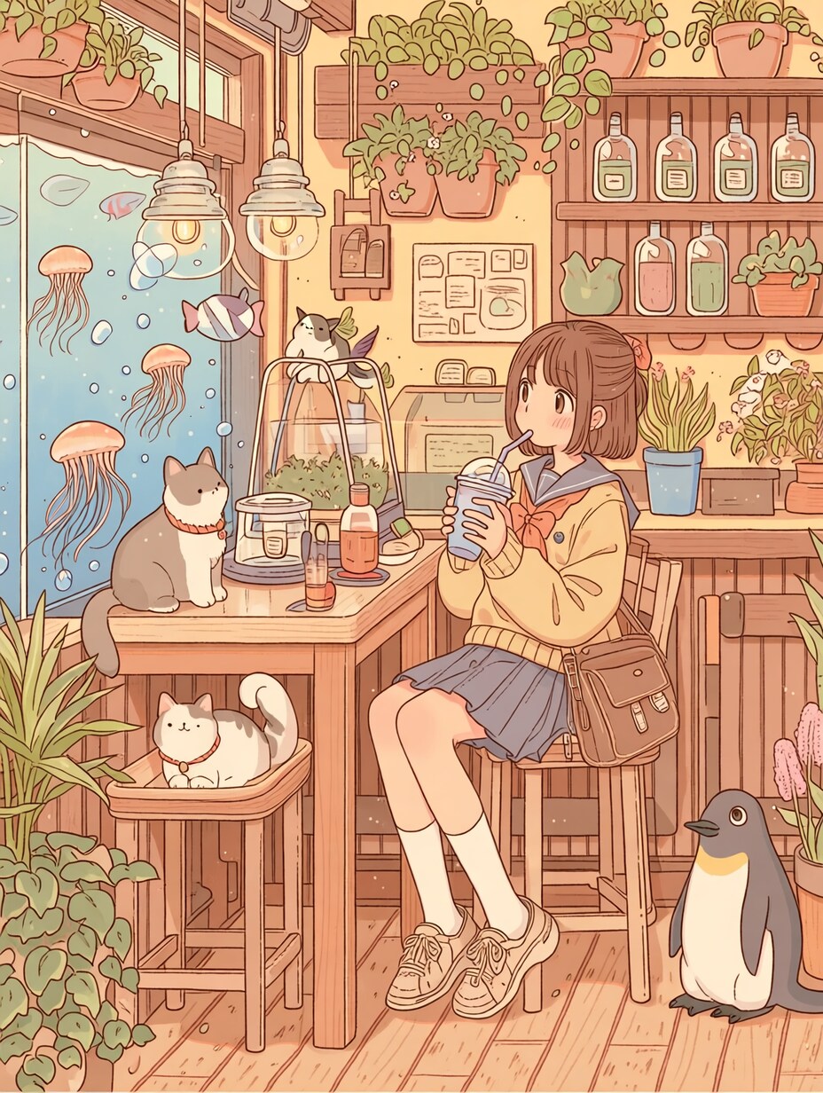 カフェでいっぱい | の人気AIイラスト・グラビア