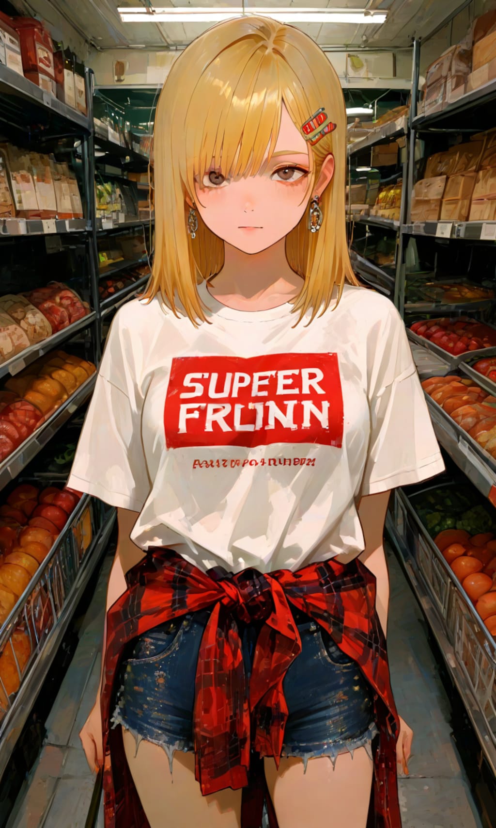 市場で買い物をするカート・コバーン好きの女