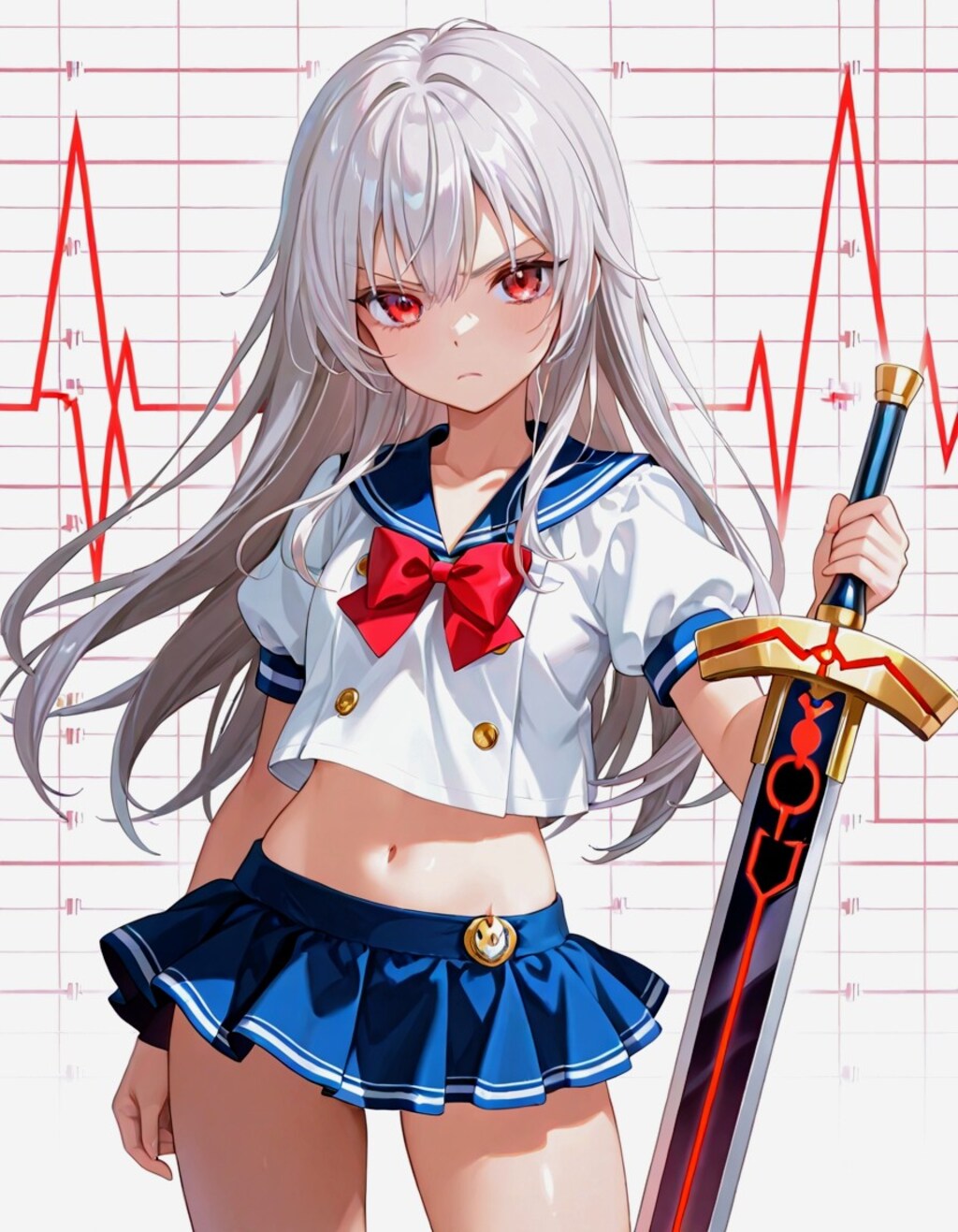 ECG(心電図)銀髪お姉やん01