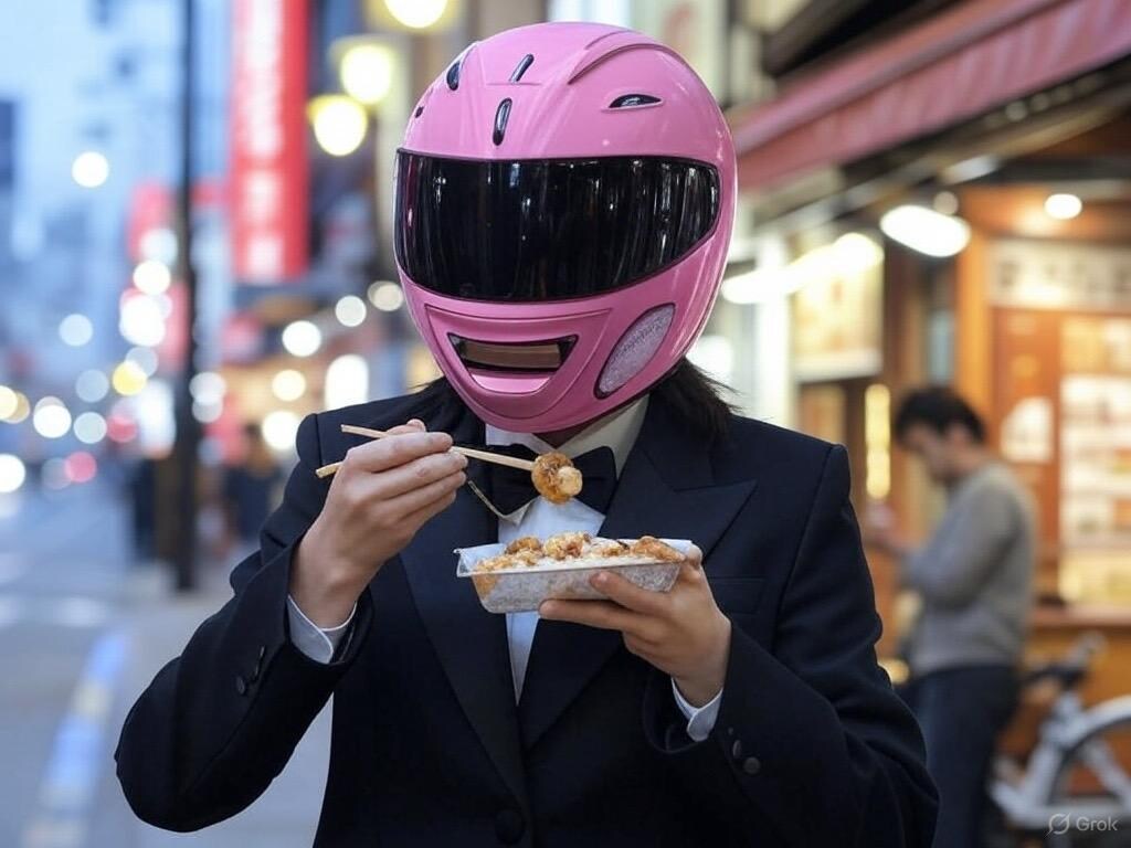 素顔を明かせずたこ焼きが食べれない戦隊ヒロイン