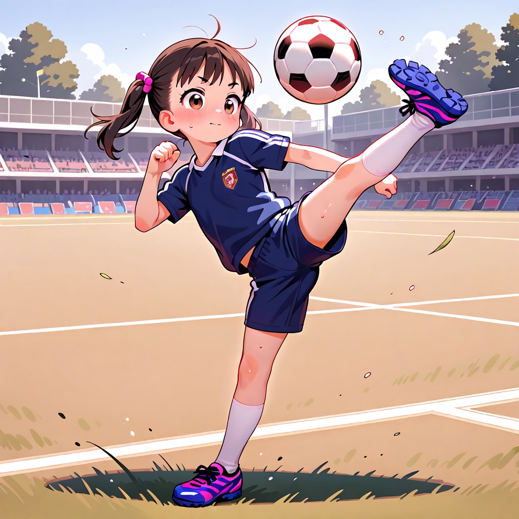 サッカーをする女の子