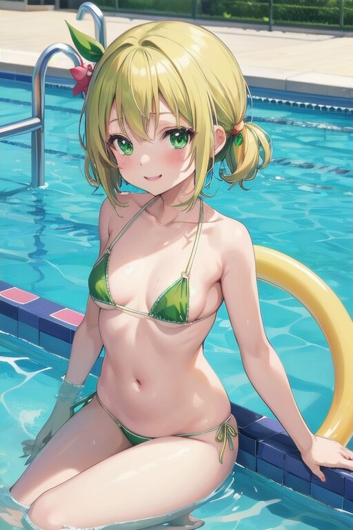 謎の構造のプールで遊ぶマイクロビキニっ娘