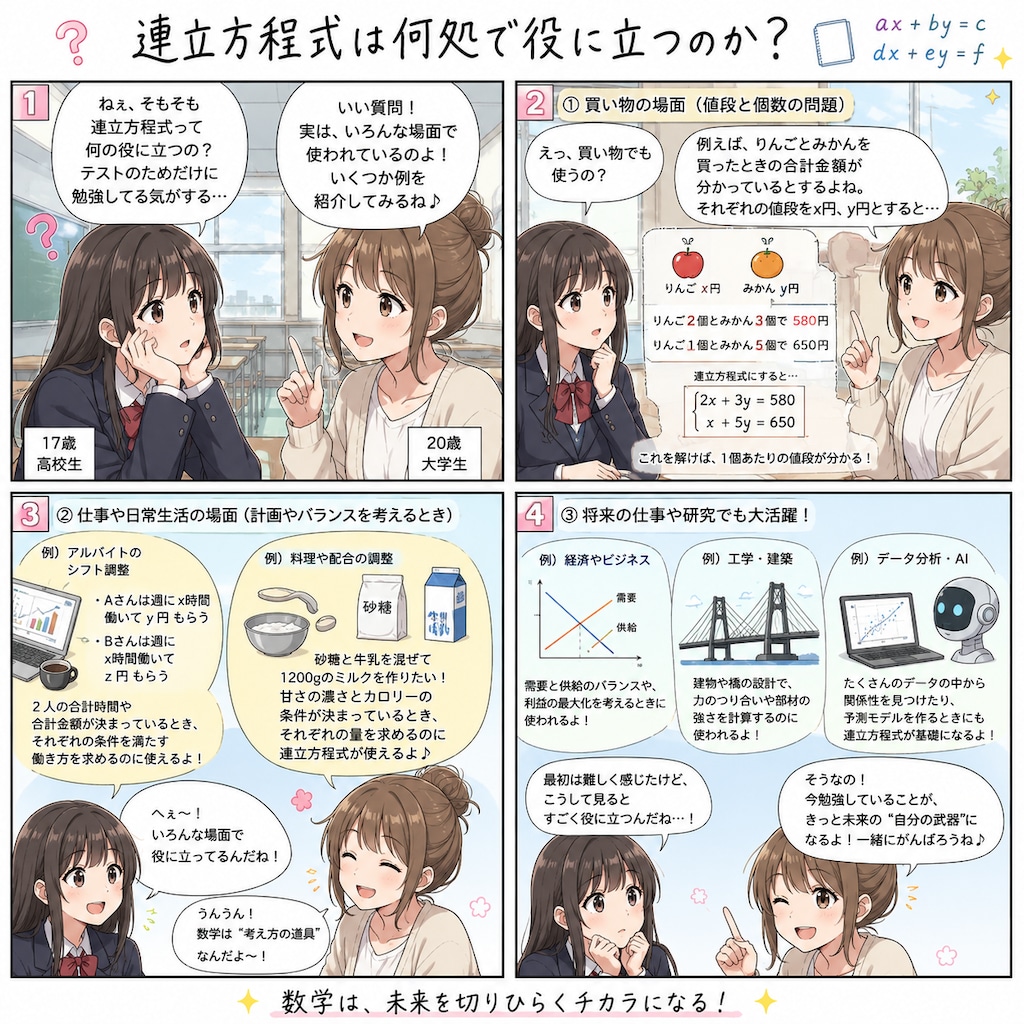 「連立方程式」は何処で役に立つのか？