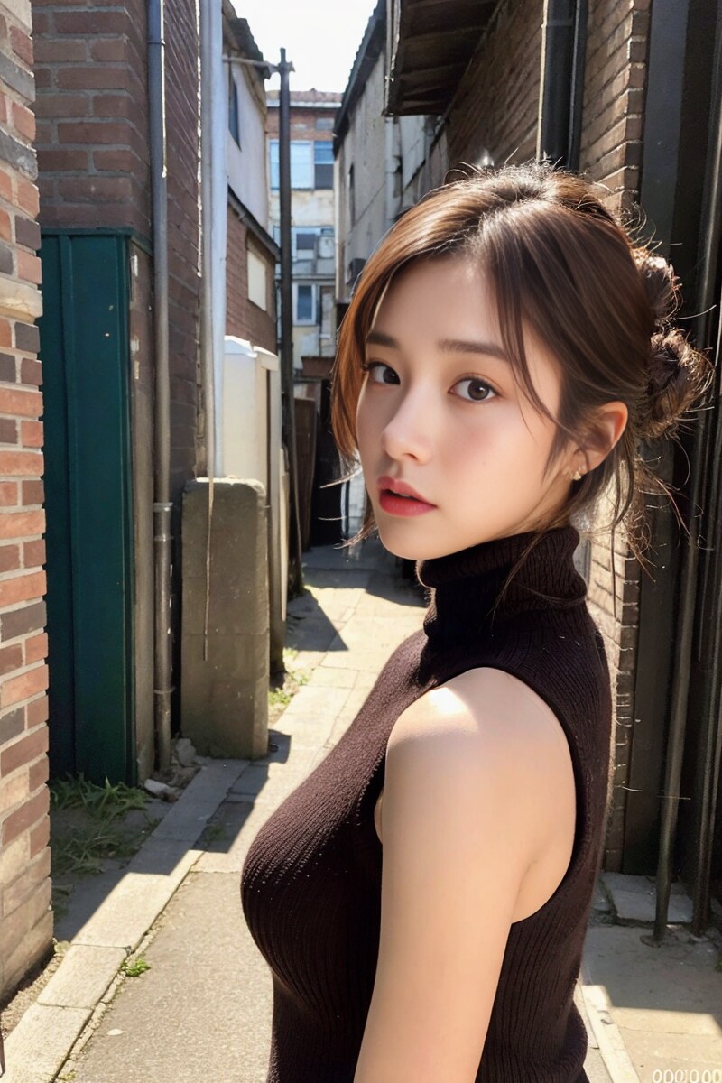 怪しい路地裏に誘う美女