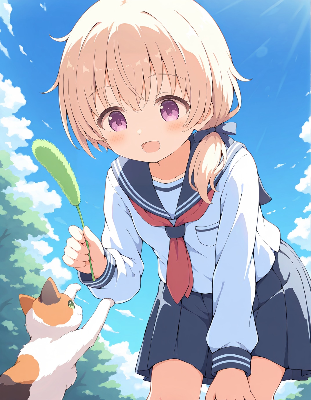 猫と戯れる少女 | の人気AIイラスト・グラビア
