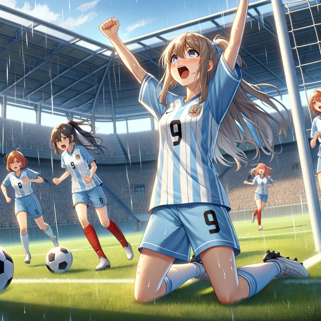 サッカーでゴールを決めた時のポーズ1
