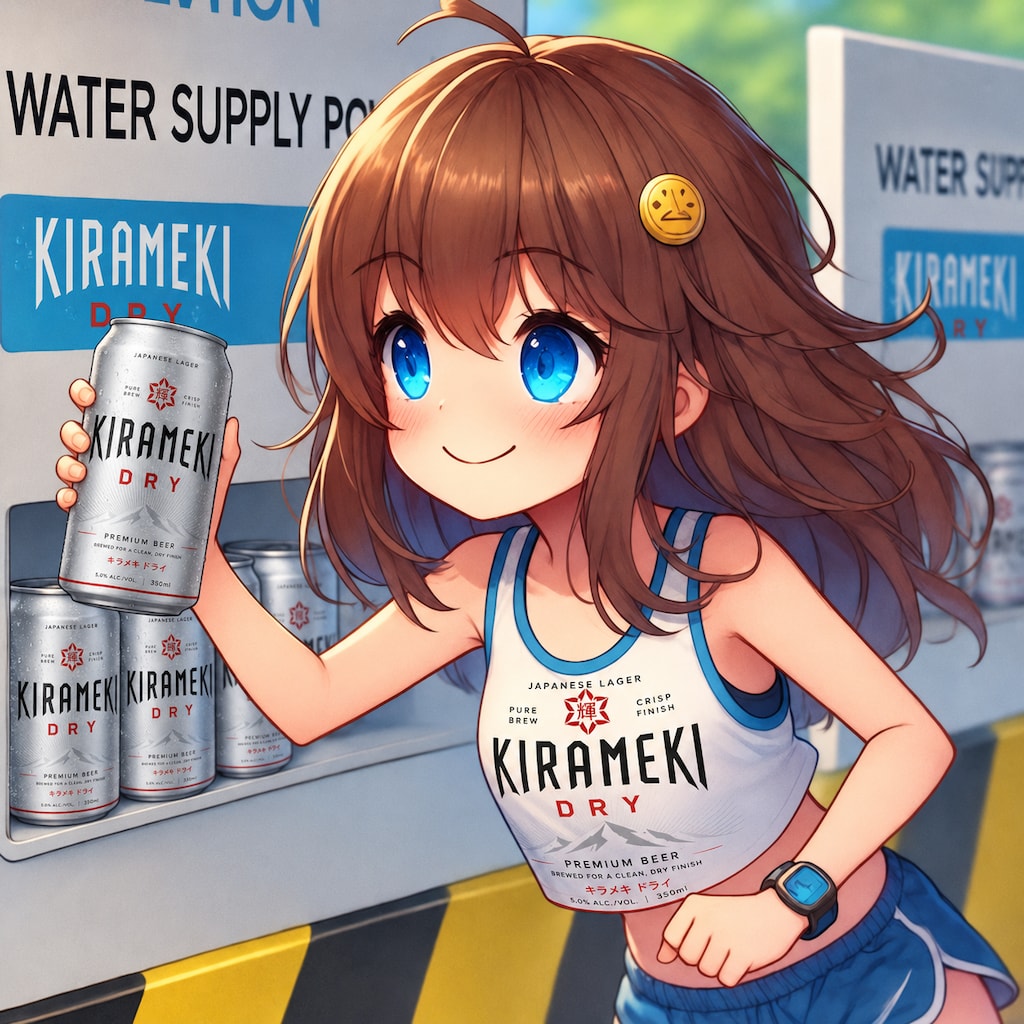 マラソンで給水所に来た小さな女の子