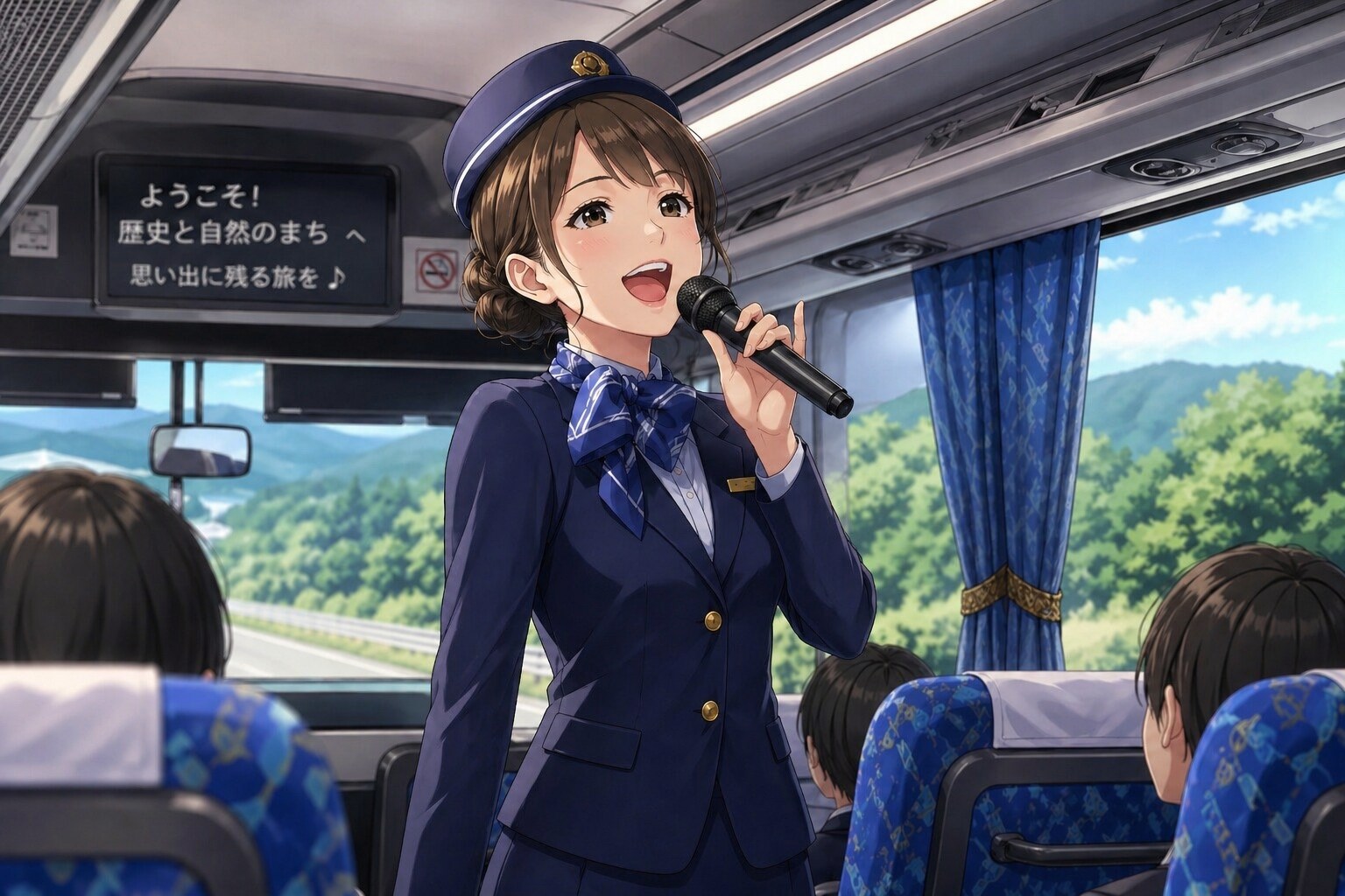 熱唱するバスガイド