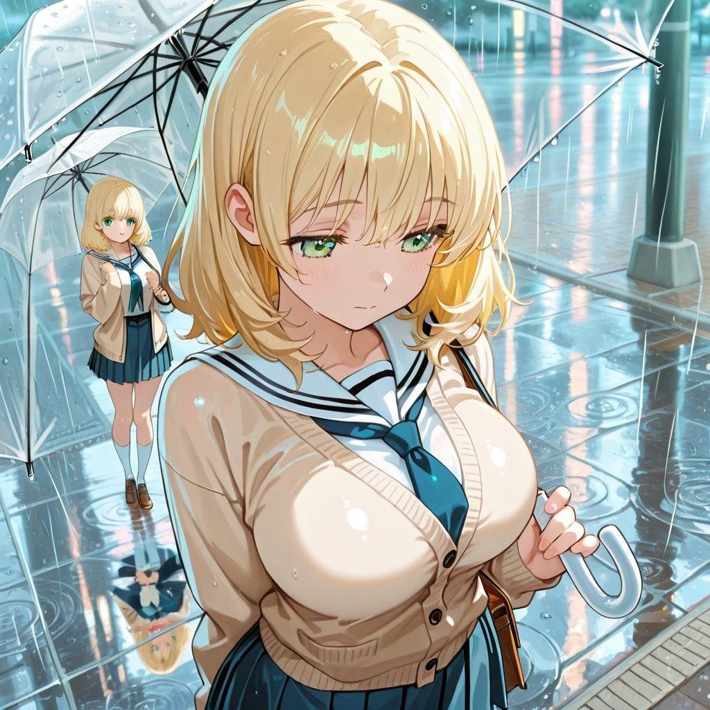 雨の日の登校 | の人気AIイラスト・グラビア