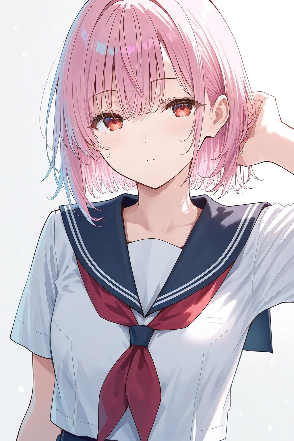 ピンクボブの女子高生