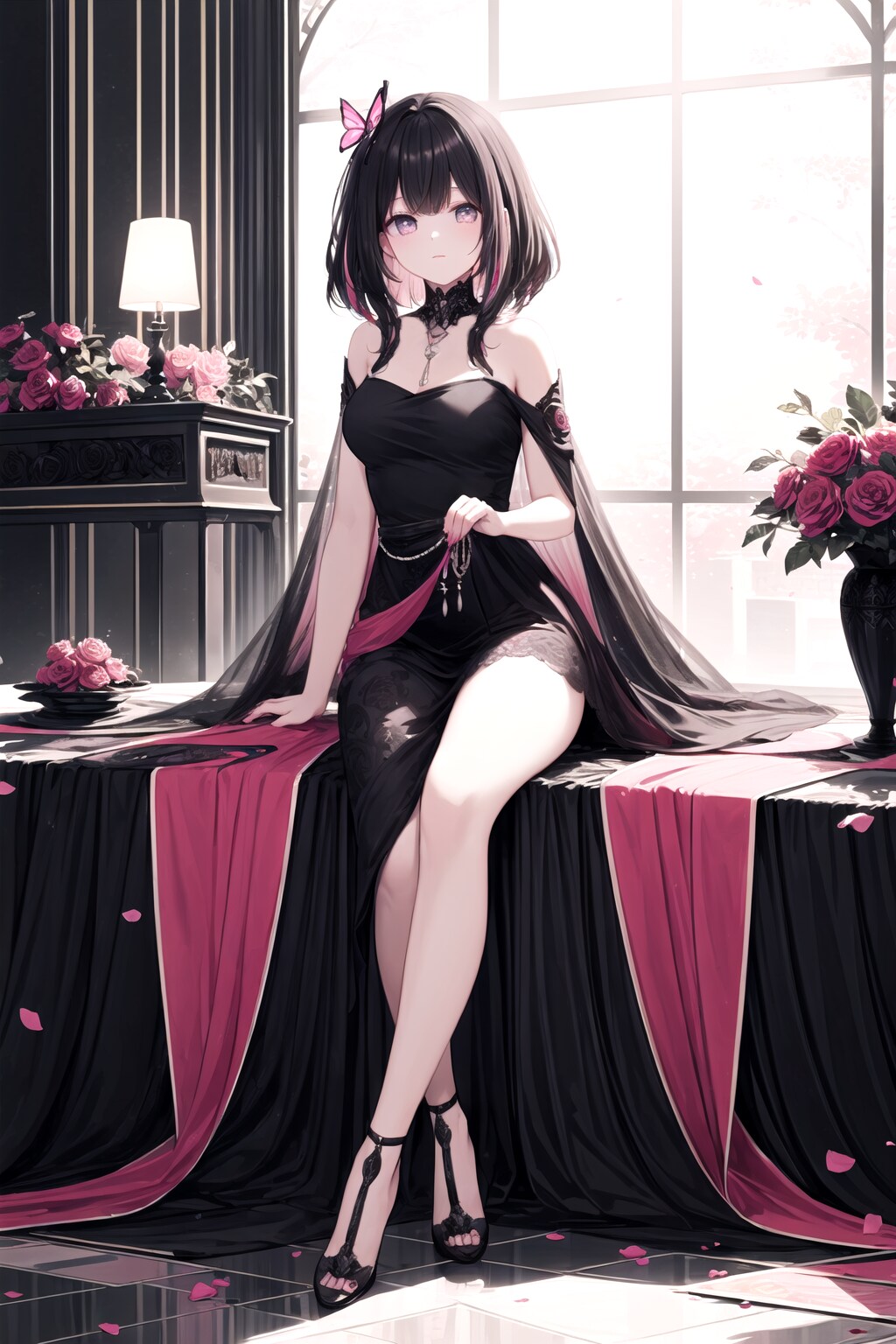 Chic black and graceful rose