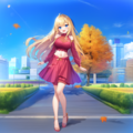 紅葉とへそ出しチャイナドレスの女の子です 2枚目