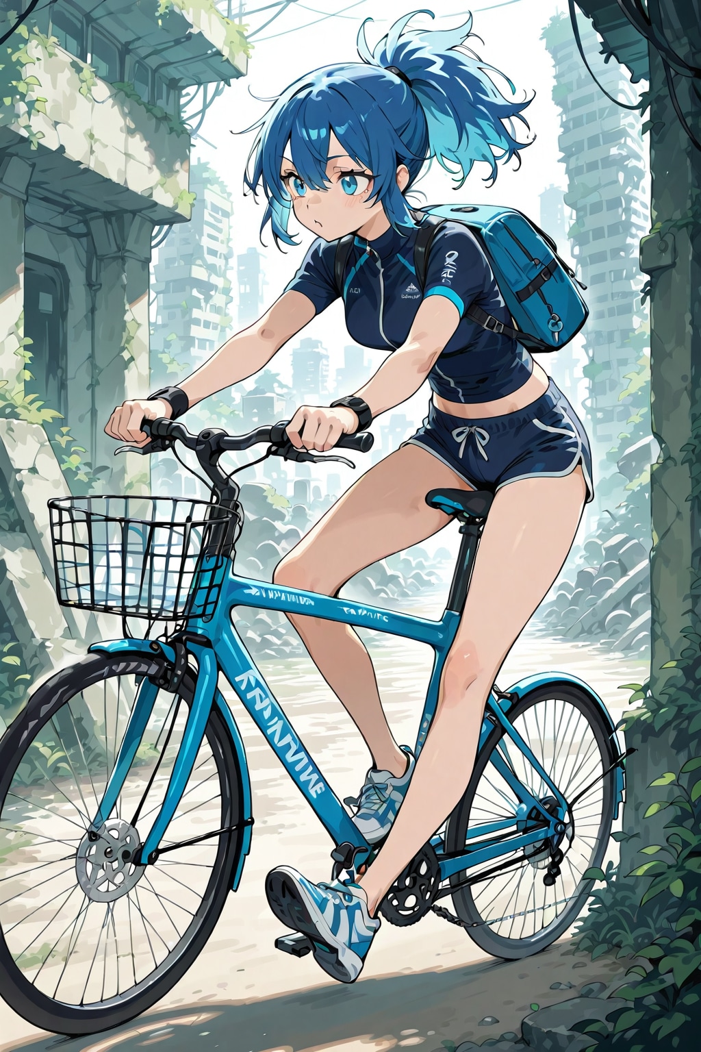 青ぽにちゃん サイクリング_DAISY | の人気AIイラスト・グラビア