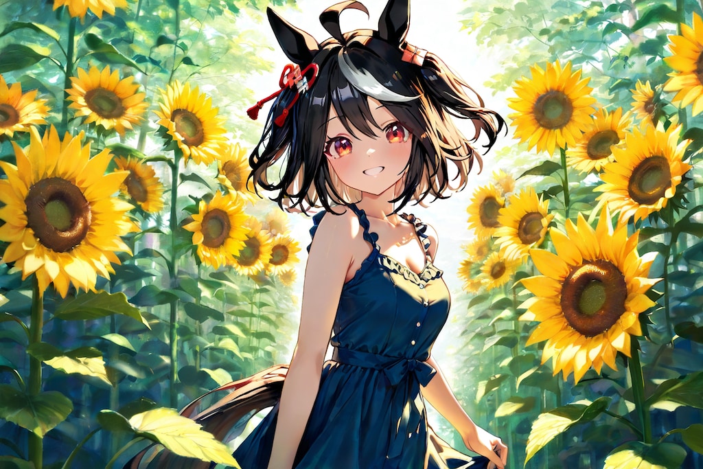 キタサンブラックとひまわり