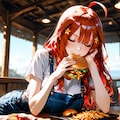 海辺のバーガー店、中野五月が無防備にかぶりつく昼下がり 4枚目