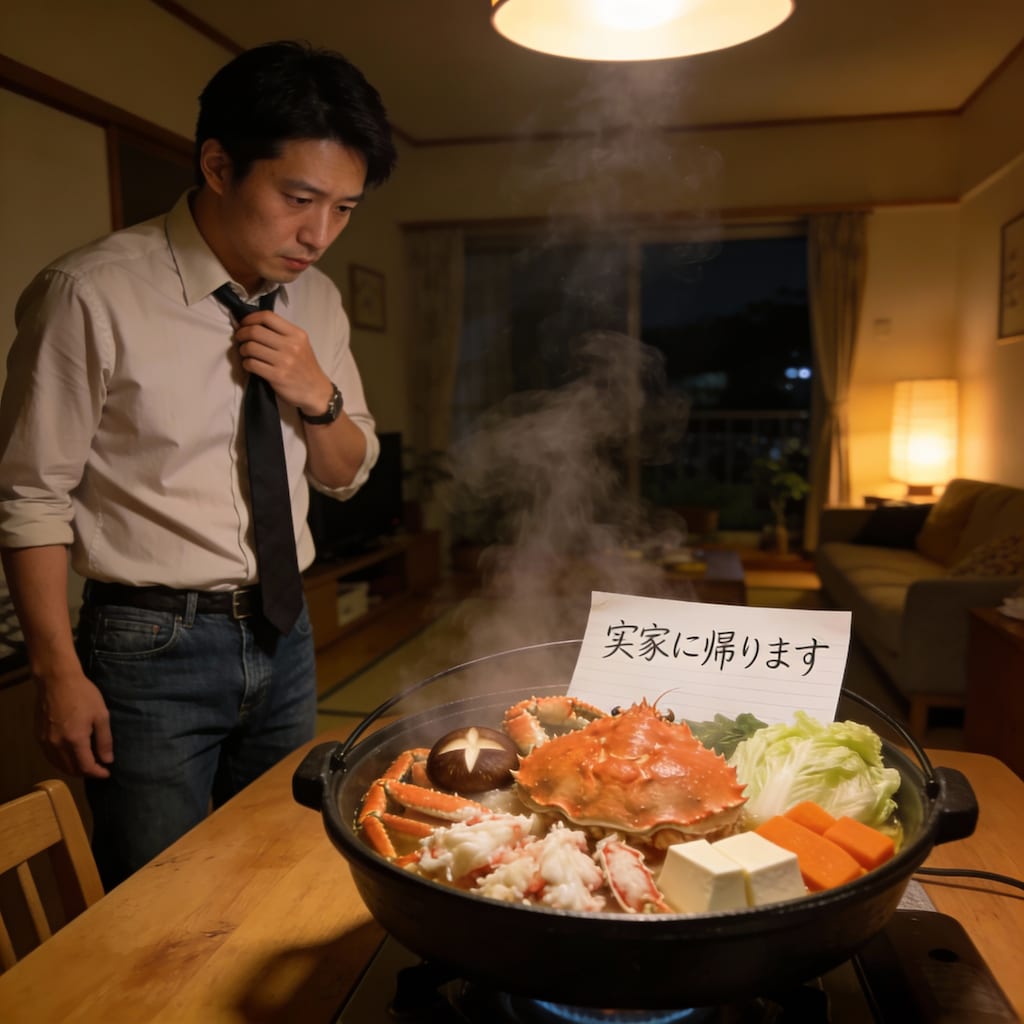 （1人で）かにをくえるんだな