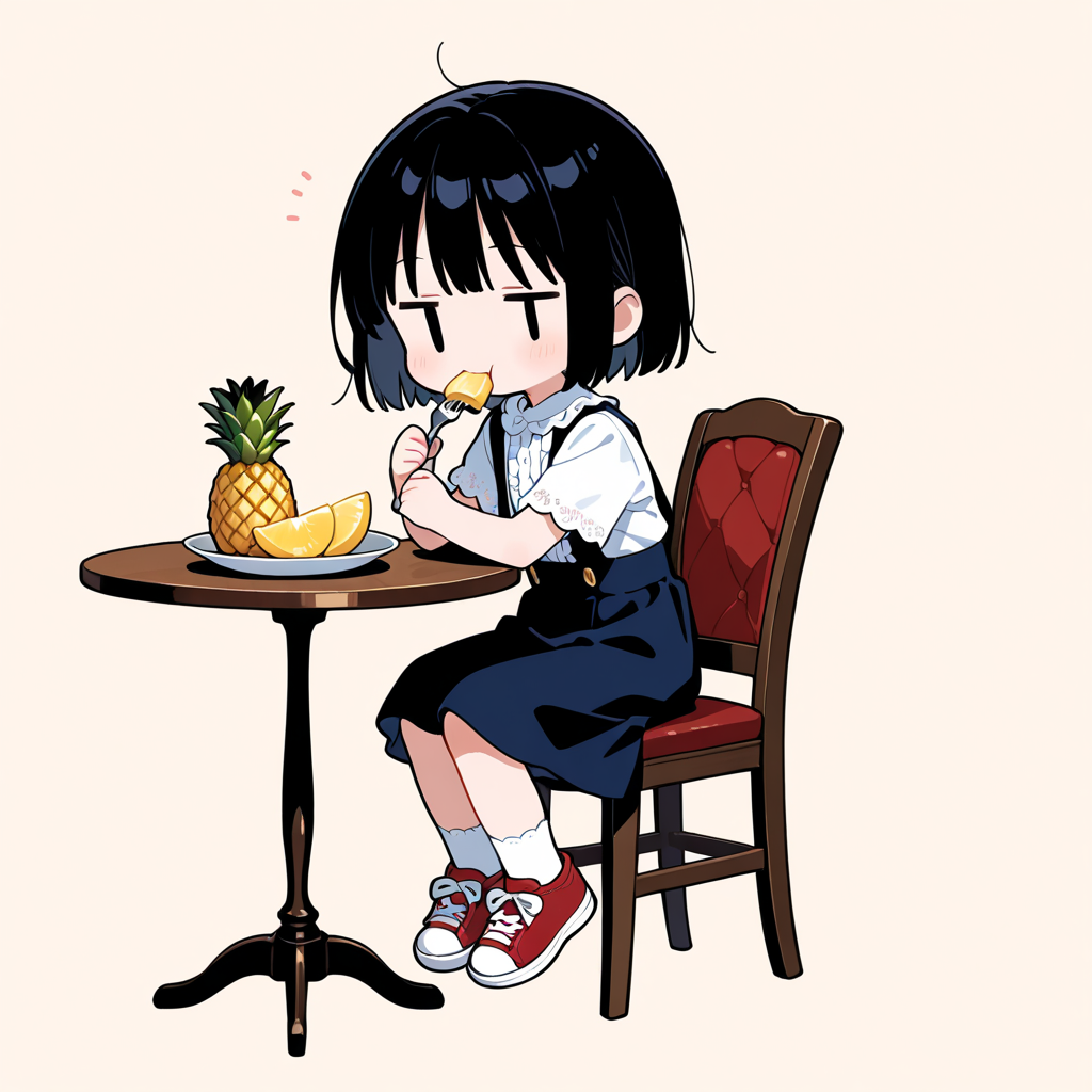 パイナップルを食べる