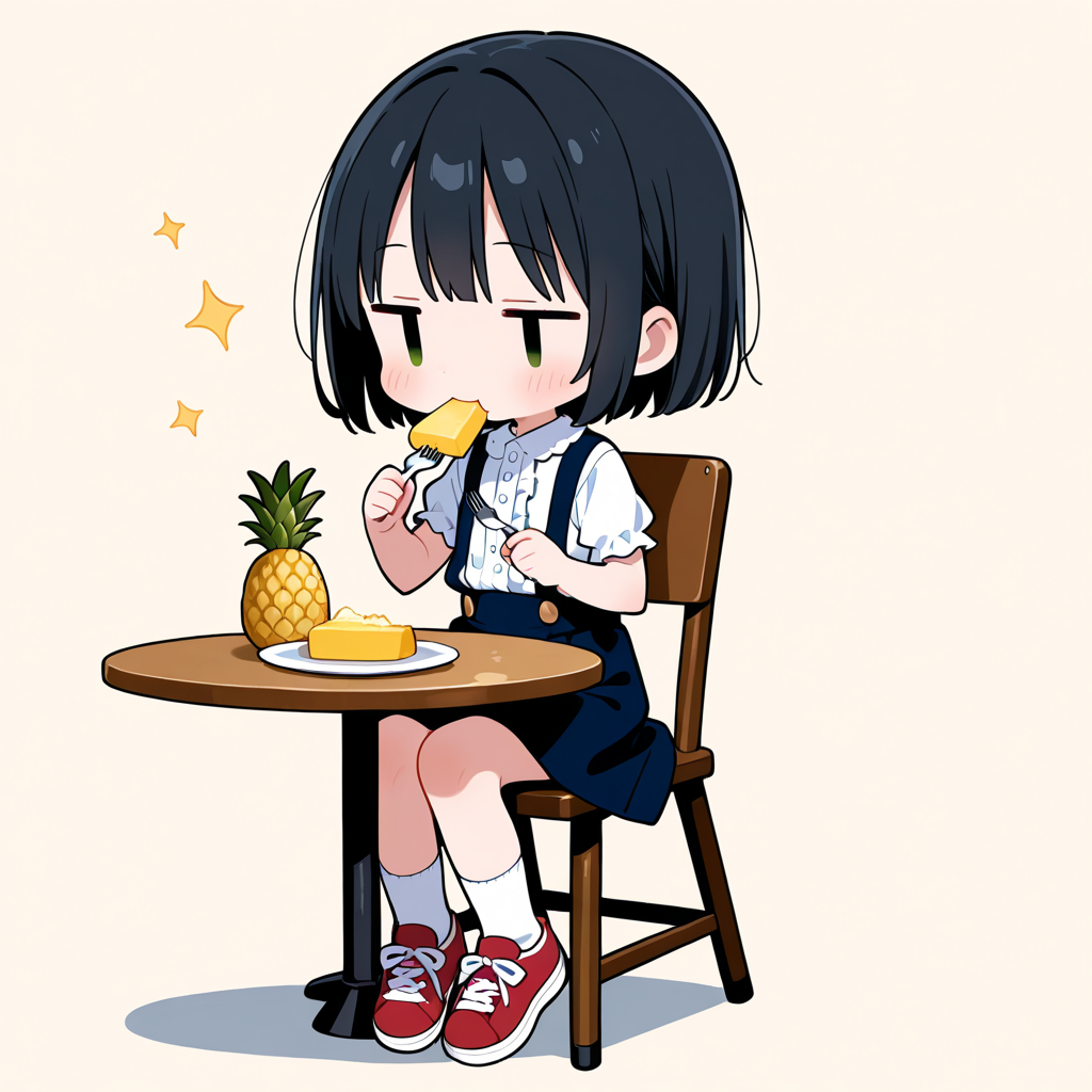 パイナップルを食べる