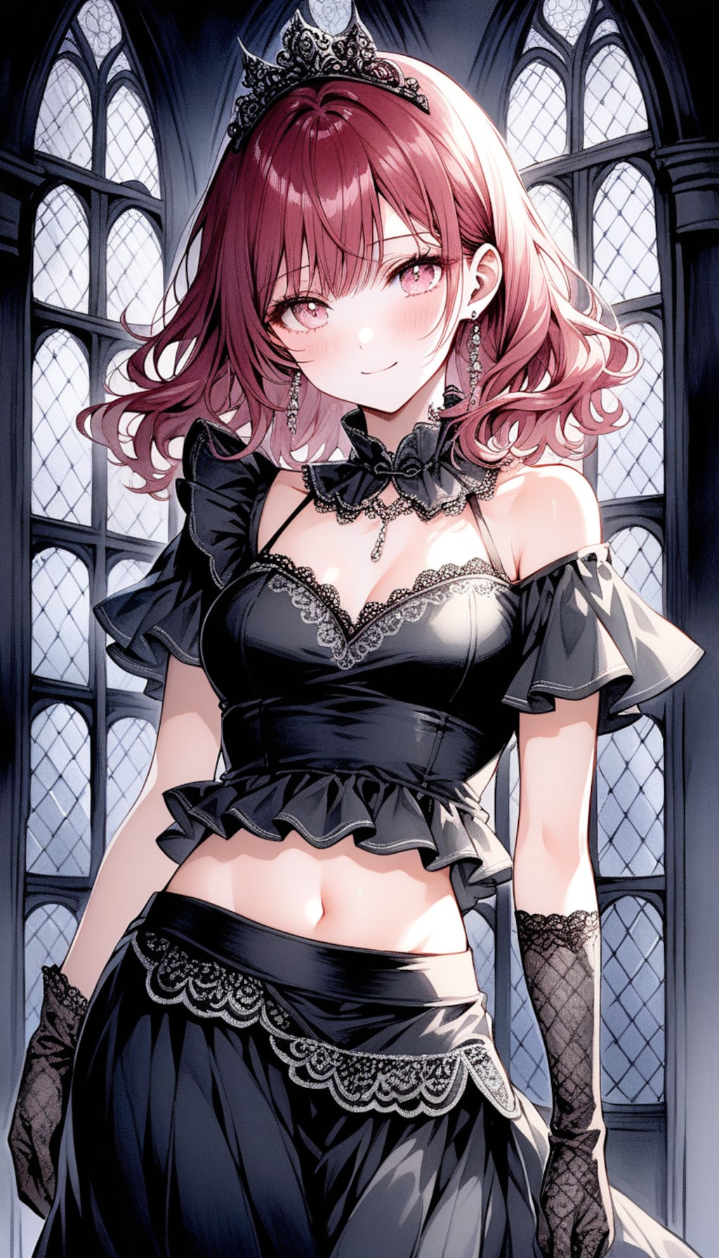 ブラックコーデスタイルの美少女