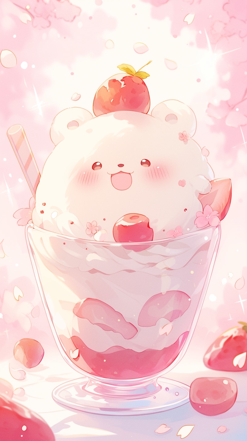 🍓くまパフェで春満喫🍓 | の人気AIイラスト・グラビア