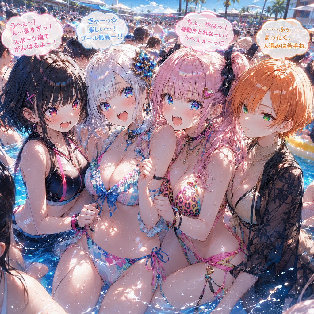 夏のプールは”いも”洗い