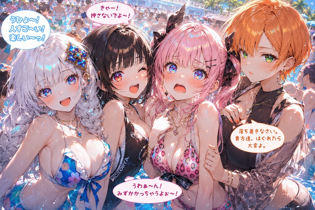 夏のプールは”いも”洗い