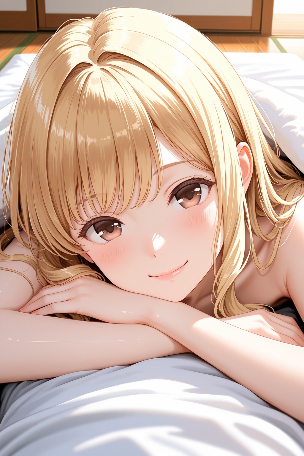 布団に潜り込んだ心愛ちゃん
