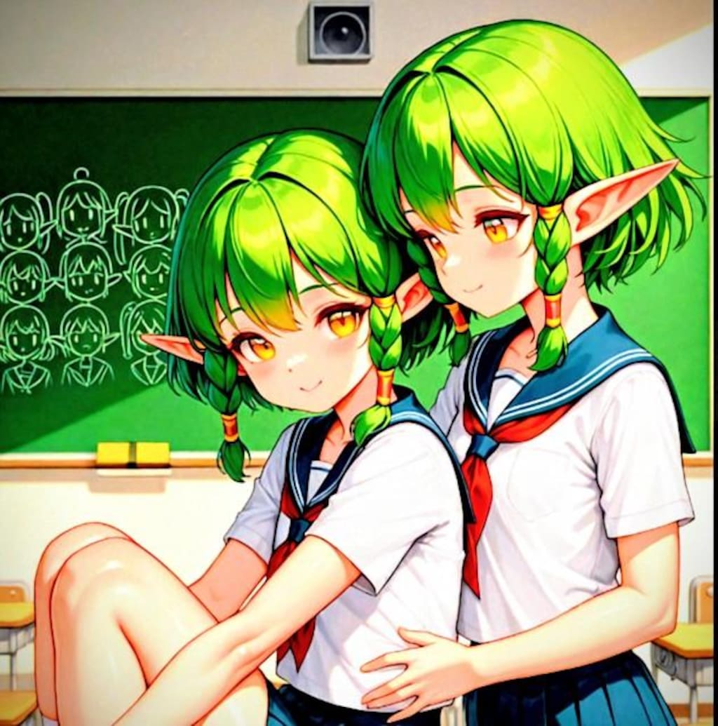 緑色の神殿と、緑色の姉妹