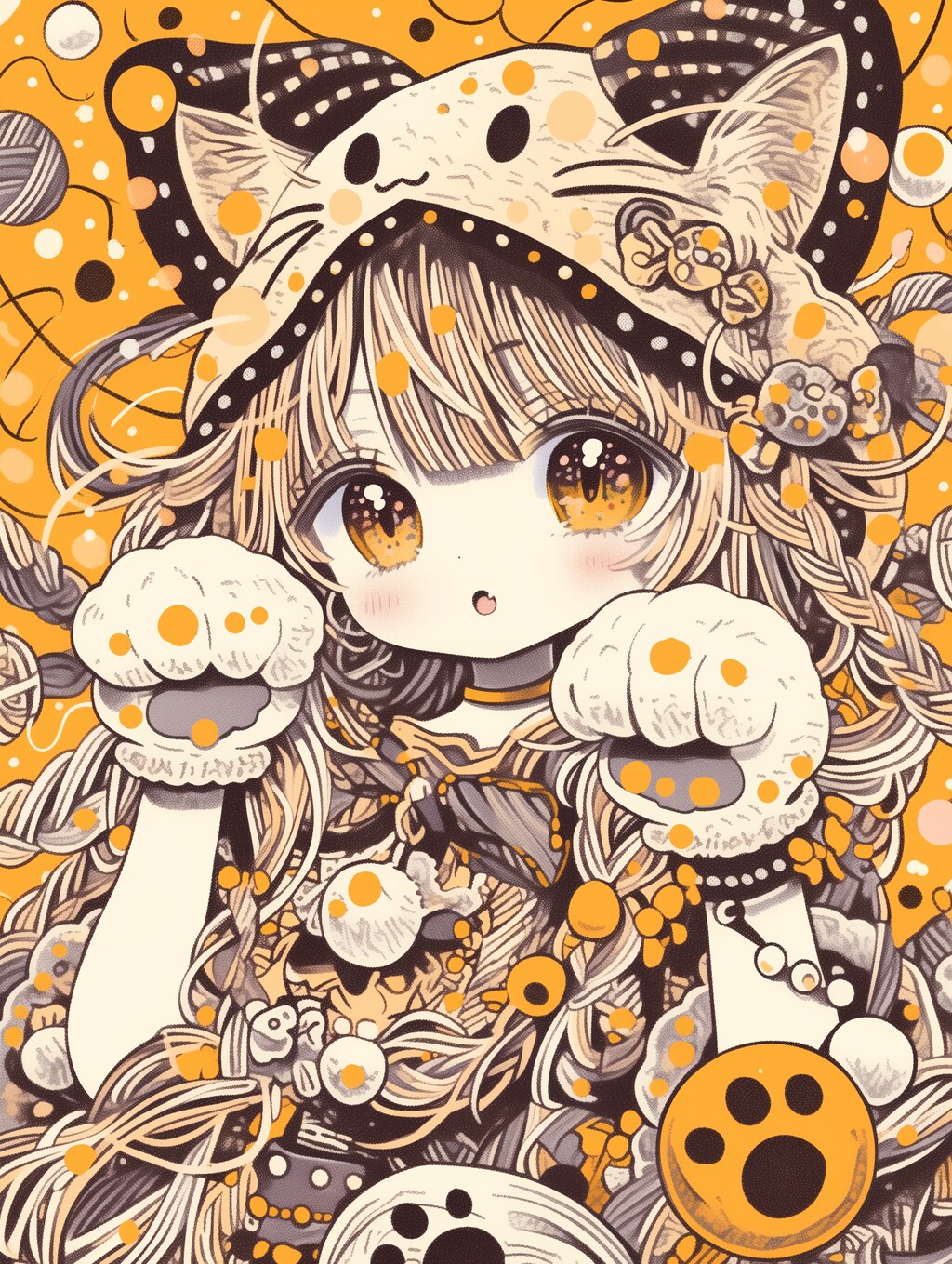 ペン画風にゃんこがーる