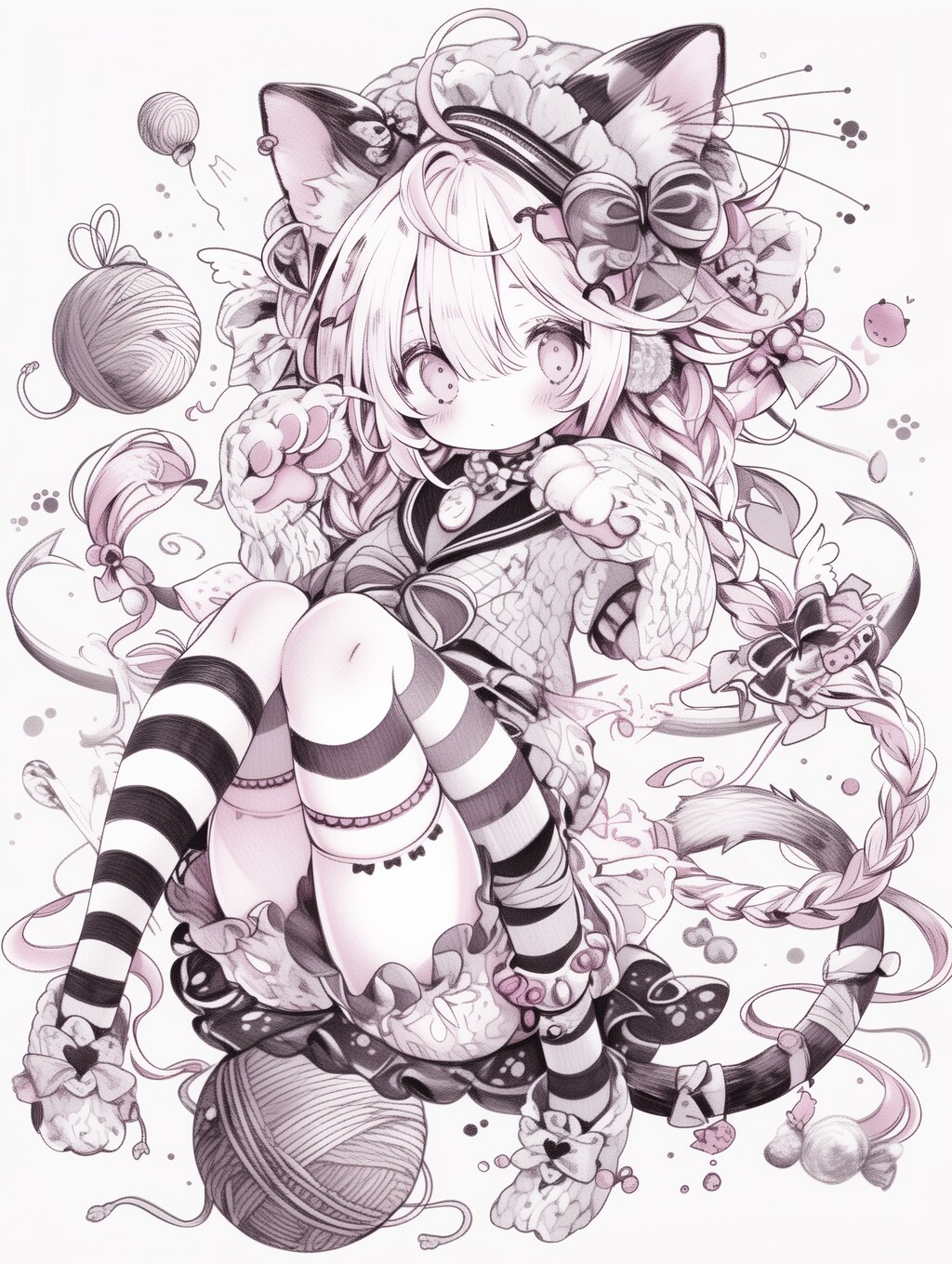 ペン画風にゃんこがーる