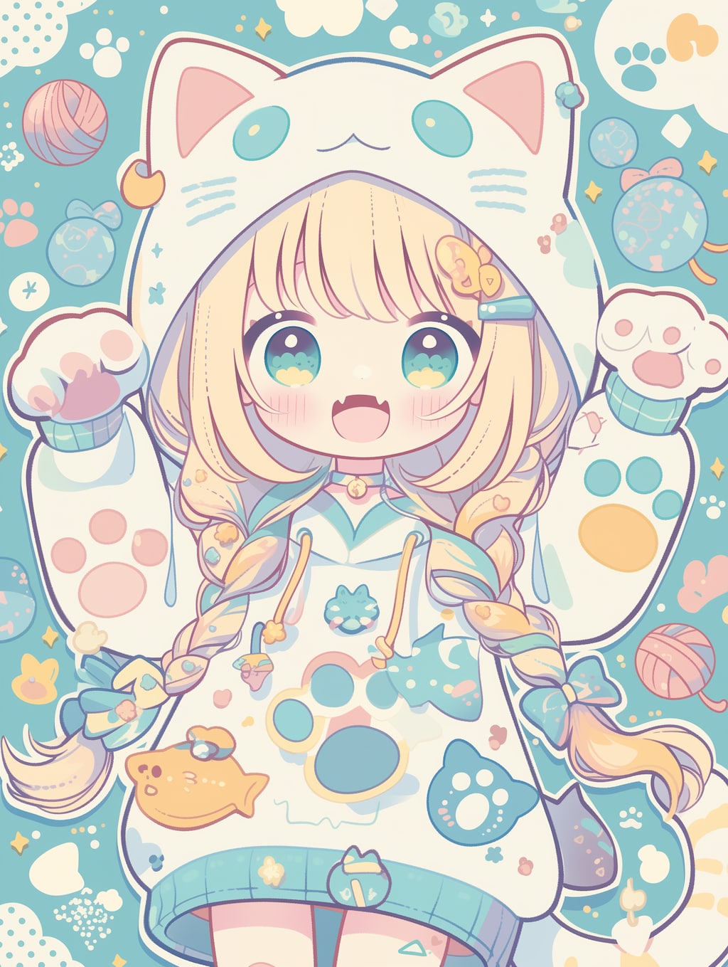 ペン画風にゃんこがーる