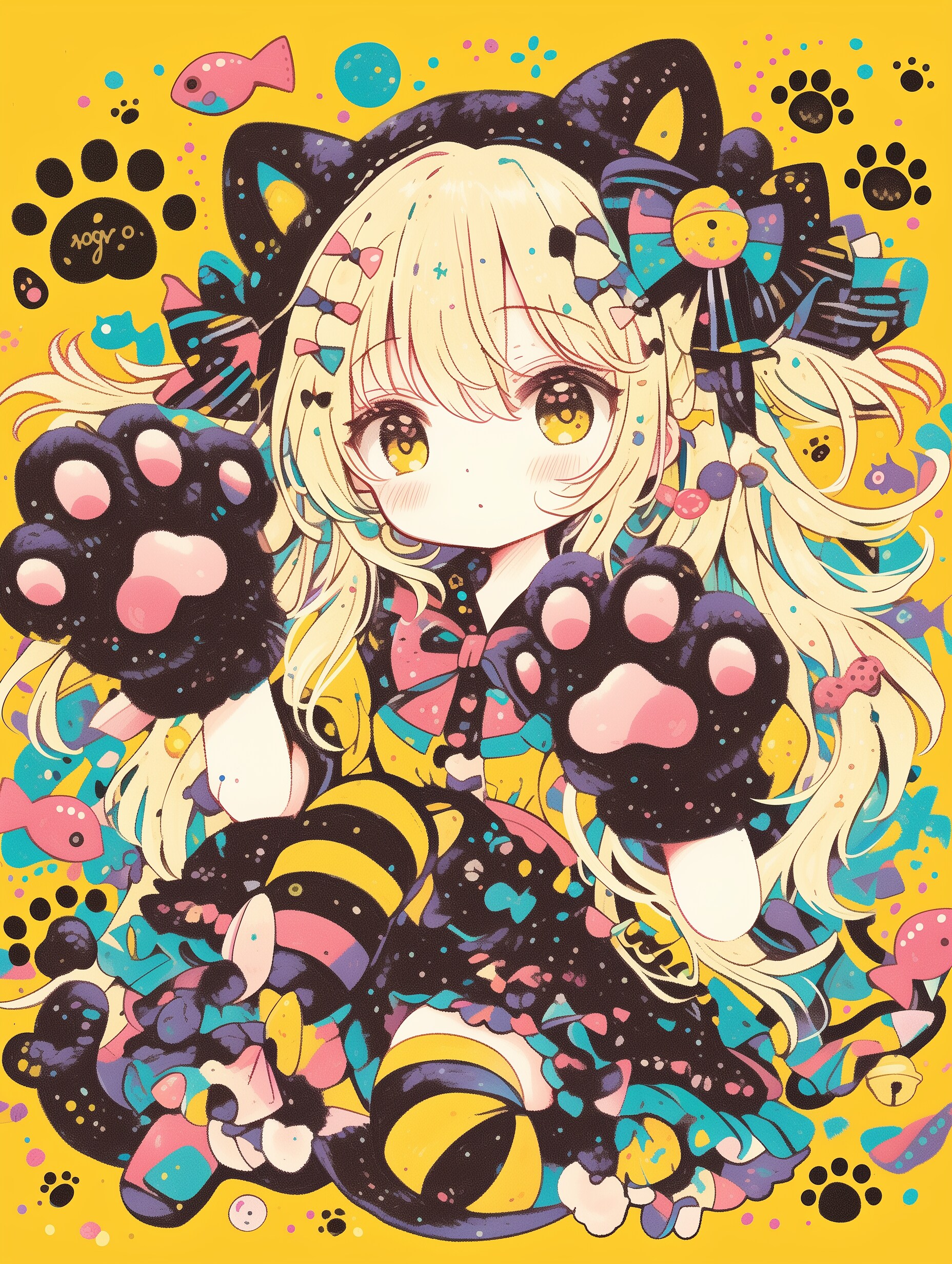 ペン画風にゃんこがーる | の人気AIイラスト・グラビア