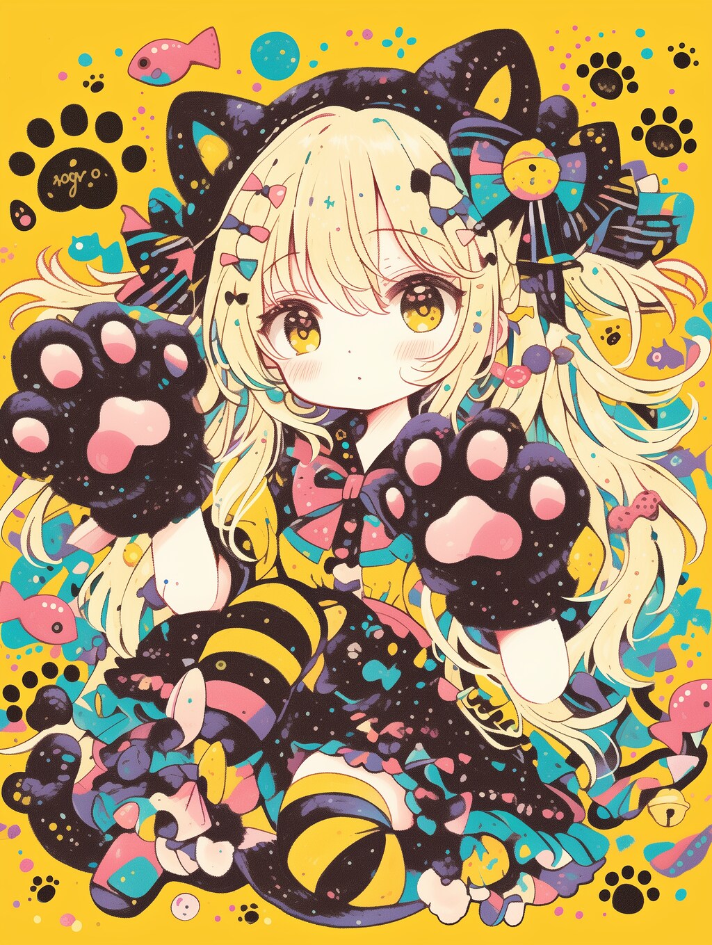 ペン画風にゃんこがーる