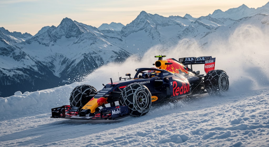 レッドブルF1　雪上走行