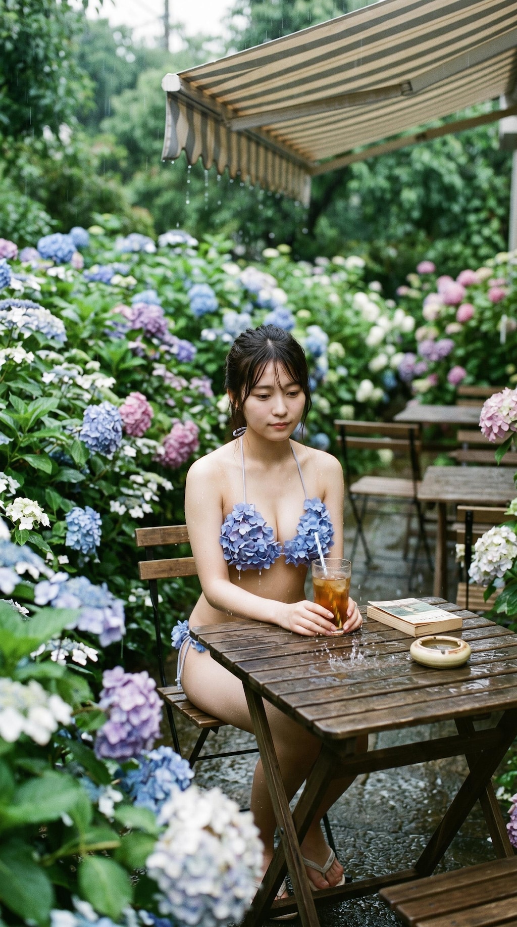 Blue Petals and Summer Rain