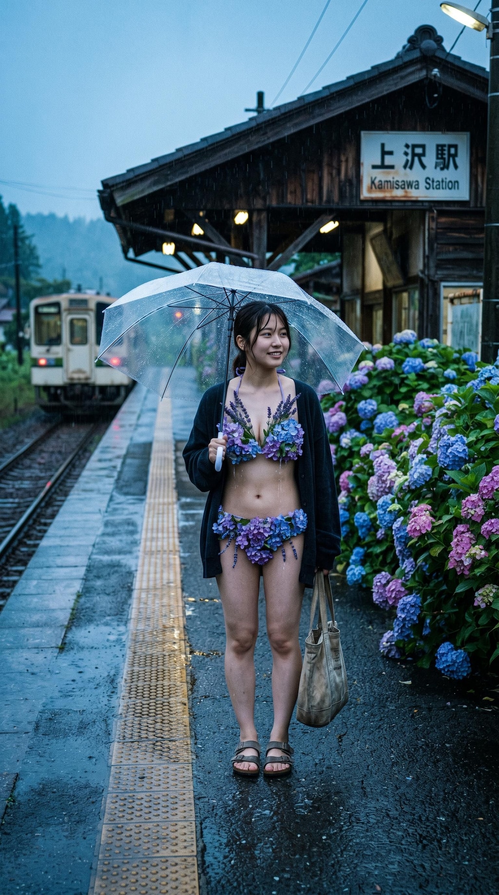 Blue Petals and Summer Rain