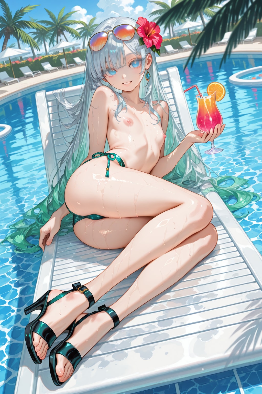 ECHIな リゾートホテルのプール