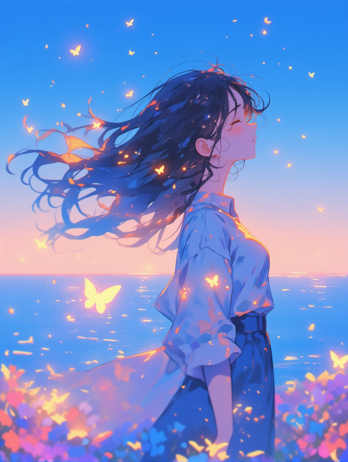 暁の海辺_1 | の人気AIイラスト・グラビア