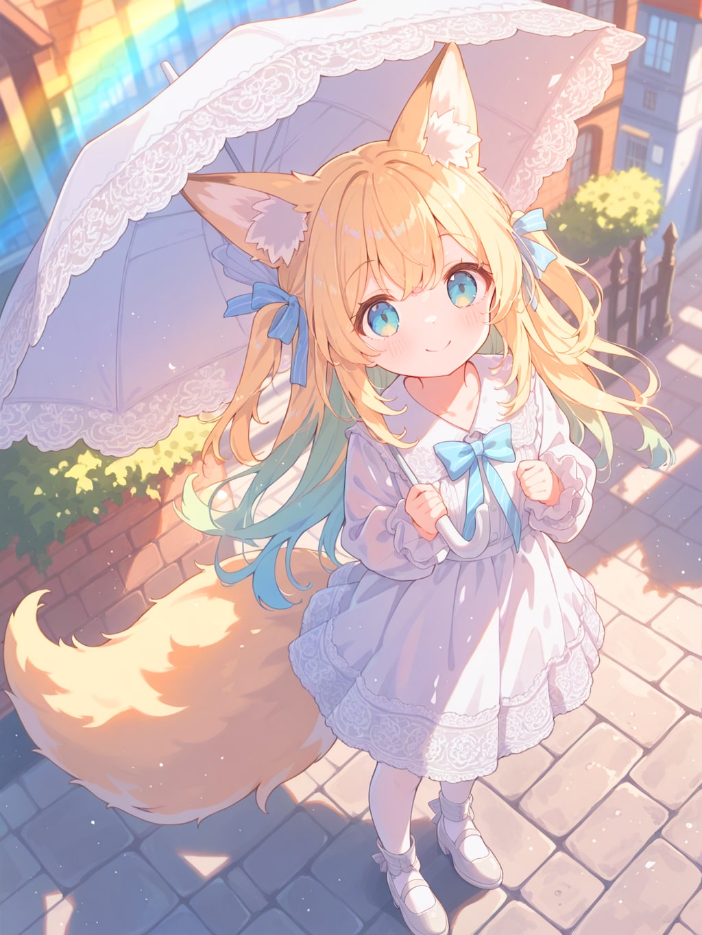 見上げれば虹晴れ