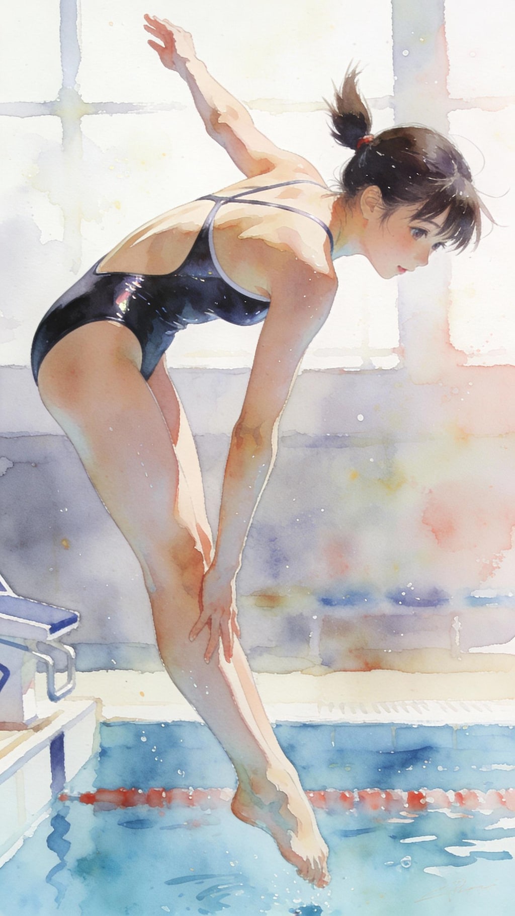 Seedream4.5で女子飛び込み系競技の美少女選手💕