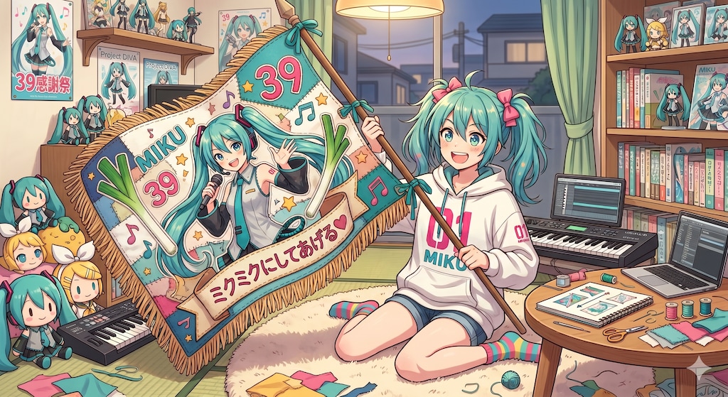 ミクさん旗を作ってみた🏳️