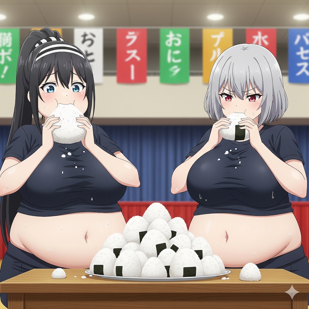 黒髪と銀髪(大食い)