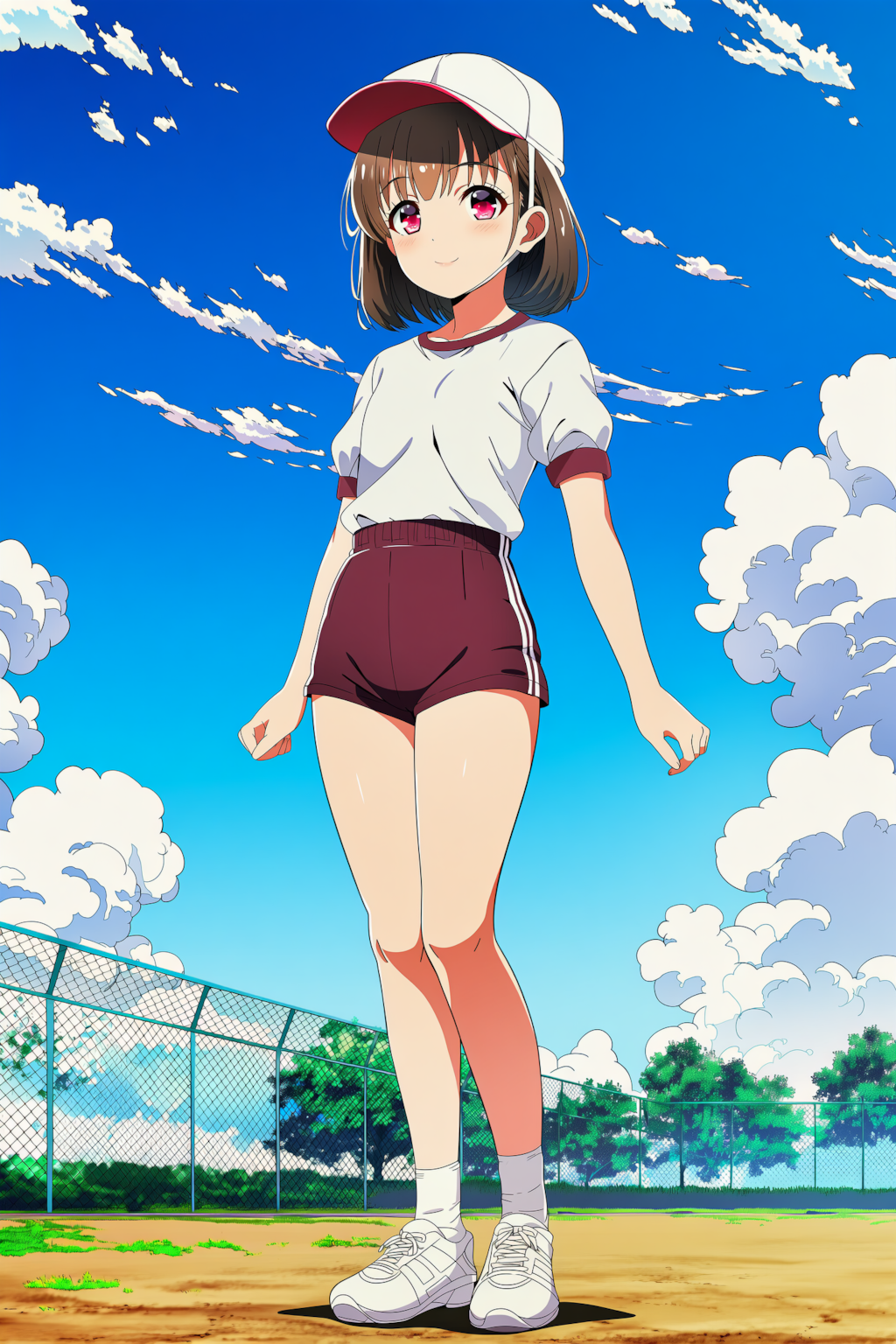 短パン体操着+赤白帽